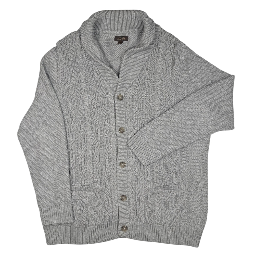 Cotton cable knit, basket weave, ribbed Sweater Blazer, pockets. XL. Tasso Elba